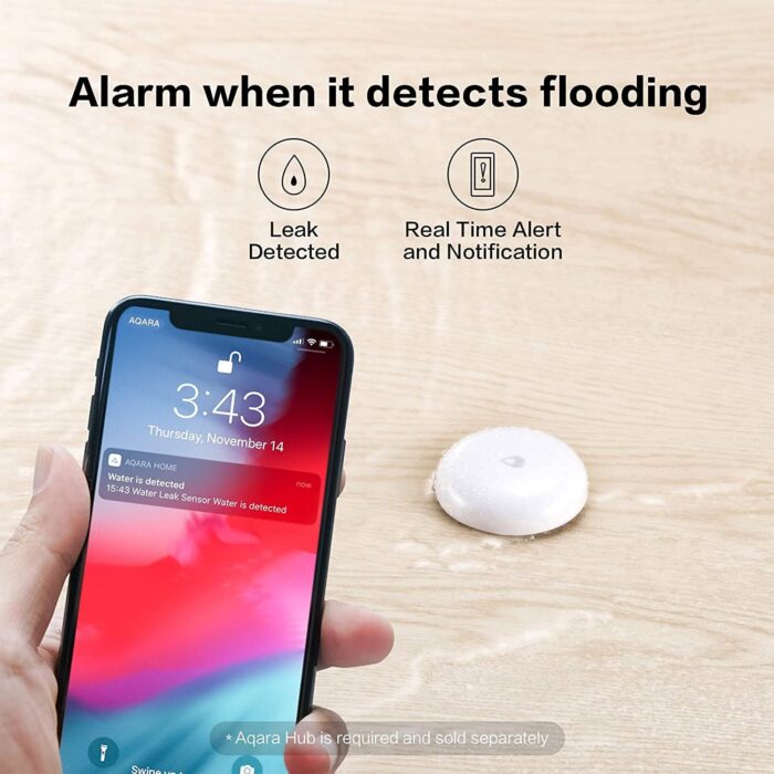 Aqara Water Leak Sensor, Requires AQARA HUB, Not Support Third Party Hubs, Wireless Water Leak Detector for Alarm System and Smart Home Automation, for Kitchen Bathroom Basement, Works with IFTTT - Image 6