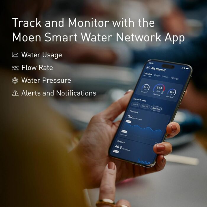 Moen Flo Smart Water Monitor and Automatic Shutoff Sensor, Wi-Fi Connected Water Leak Detector for 1-Inch Diameter Pipe, 900-006 - Image 4