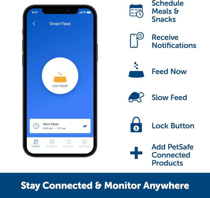 PetSafe Smart Feed Pet Feeder - Automatic Cat Feeder, Automatic Dog Feeder with App - Compatible with Alexa, Apple, Android - Backup Batteries for Power Outage, Black - Image 3