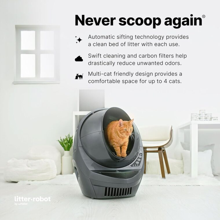 Litter-Robot 3 Connect Core Bundle by Whisker, Grey - Includes Automatic, Self-Cleaning Litter Box, LitterTrap Mat, Fence, Ramp, 25 Liners, 3 Carbon Filters & WhiskerCare 1-Year Warranty - Image 3