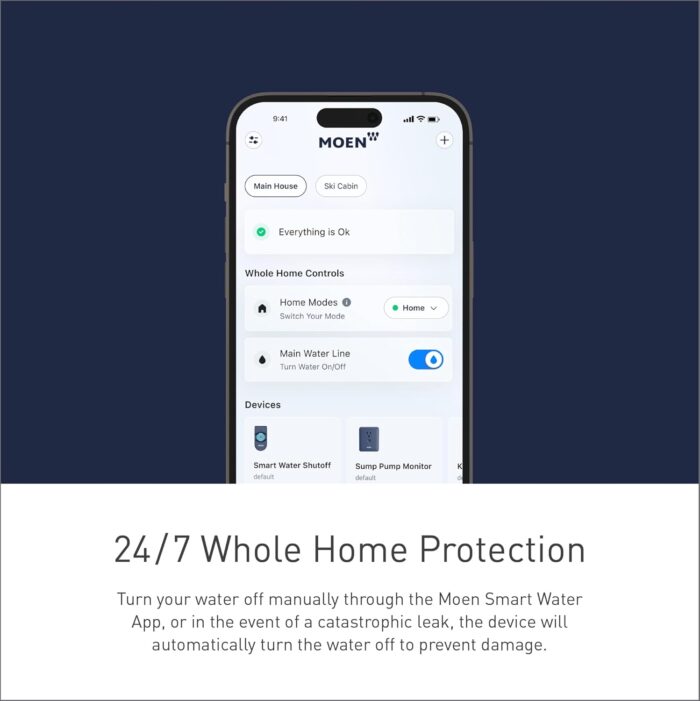 Moen 900-001 Flo Smart Water Monitor and Automatic Shutoff Sensor, Wi-Fi Water Leak Detector for 3/4-Inch Diameter Pipe - Image 9