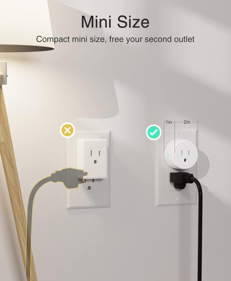 GHome Smart Mini Plug Compatible with Alexa and Google Home, WiFi Smart Outlet Socket Remote Control with Timer Function, Only Supports 2.4GHz Network, No Hub Required, ETL FCC Listed (4 Pack), White - Image 3