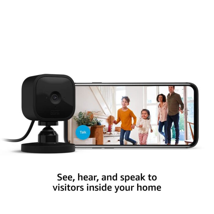 Blink Mini - Compact indoor plug-in smart security camera, 1080p HD video, night vision, motion detection, two-way audio, easy set up, Works with Alexa – 1 camera (Black) - Image 3