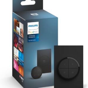 Philips Hue Wall Tap Dial Light Switch, Portable, Black - 1 Pack - Requires Hue Lights and Hue Bridge - Smart Home - Easy, No-Wire Installation