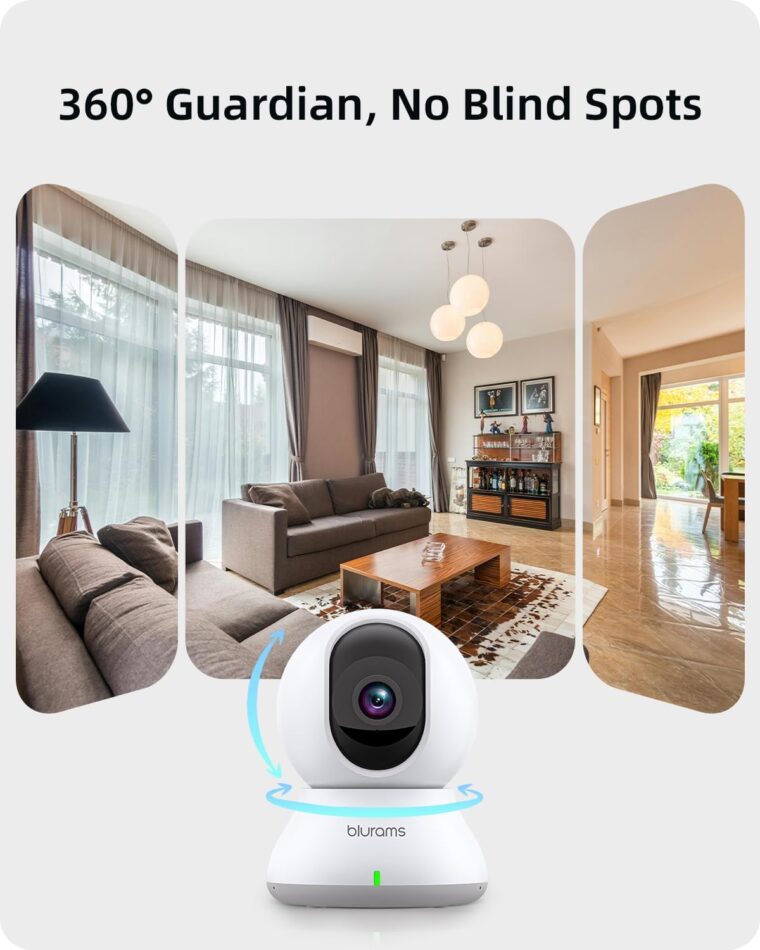 blurams Indoor Camera 2K, 5G&2.4GHz Security Camera, 360° Pet Camera for Home Security w/Motion Tracking, Phone App, 2-Way Audio, IR Night Vision, Siren, Works with Alexa & Google Assistant - Image 4