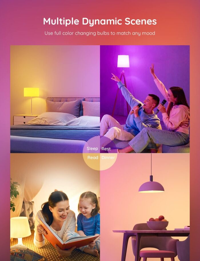 Govee Smart Light Bulbs, Color Changing Light Bulb, Work with Alexa and Google Assistant, 16 Million Colors RGBWW, WiFi & Bluetooth LED Light Bulbs, Music Sync, A19, 800 Lumens, 4 Pack - Image 7