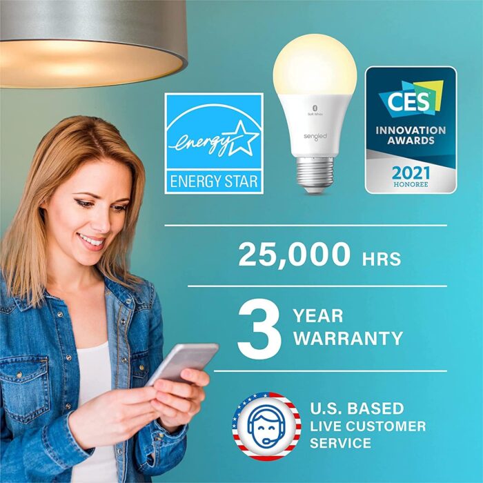 Sengled Smart Light Bulbs, Bluetooth Mesh, Bulbs That Work with Alexa Only, Dimmable LED E26 A19, 60W Equivalent Soft White 800LM, High CRI, Brightness, 6 Pack - Image 2