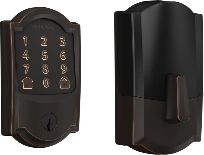 Schlage Encode Smart Wi-Fi Deadbolt with Camelot Trim in Aged Bronze