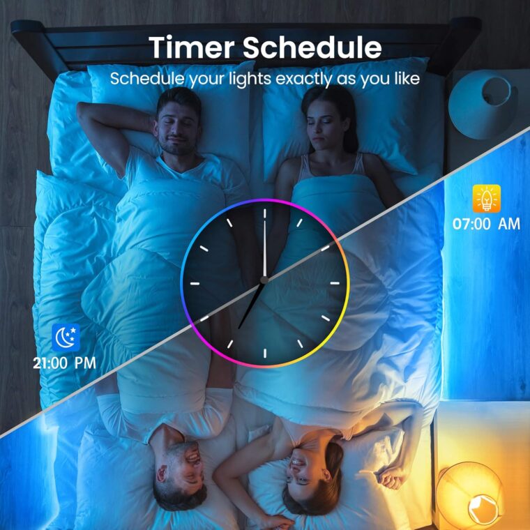 TJOY 100ft Bluetooth LED Strip Lights, Music Sync LED Lights Strip, RGB Color Changing LED Lights with Remote,Smart Phone APP Control, LED Lights for Bedroom,TV,Room DIY (APP+Remote +Mic) - Image 5