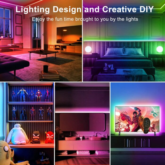 TJOY 100ft Bluetooth LED Strip Lights, Music Sync LED Lights Strip, RGB Color Changing LED Lights with Remote,Smart Phone APP Control, LED Lights for Bedroom,TV,Room DIY (APP+Remote +Mic) - Image 6