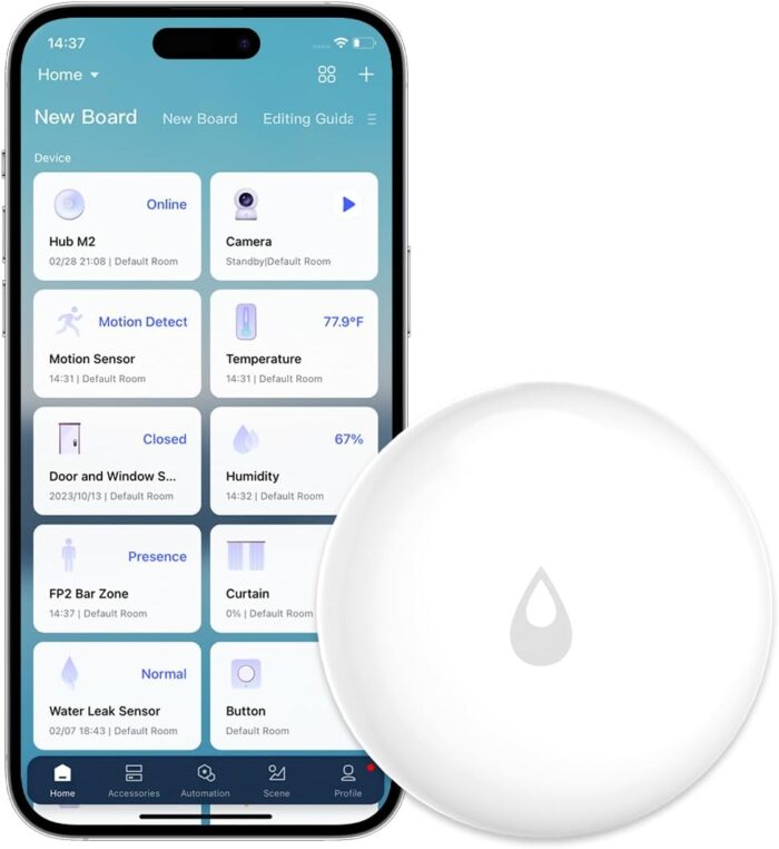 Aqara Water Leak Sensor, Requires AQARA HUB, Not Support Third Party Hubs, Wireless Water Leak Detector for Alarm System and Smart Home Automation, for Kitchen Bathroom Basement, Works with IFTTT