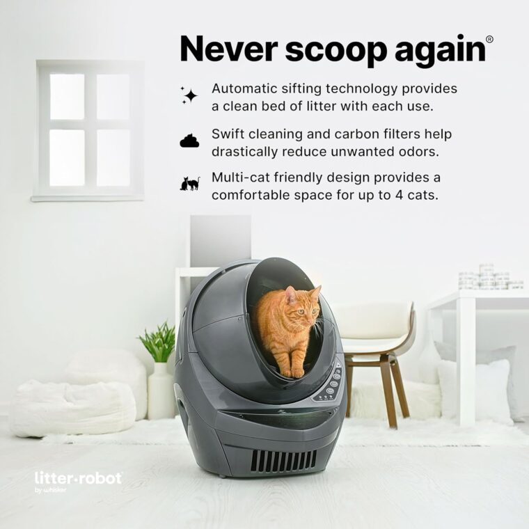 Litter-Robot 3 Connect by Whisker, Grey - Automatic, Self-Cleaning Cat Litter Box, Helps Reduce Litter Box Odors, Works with Almost Any Clumping Litter, WhiskerCare 1-Year Warranty - Image 2