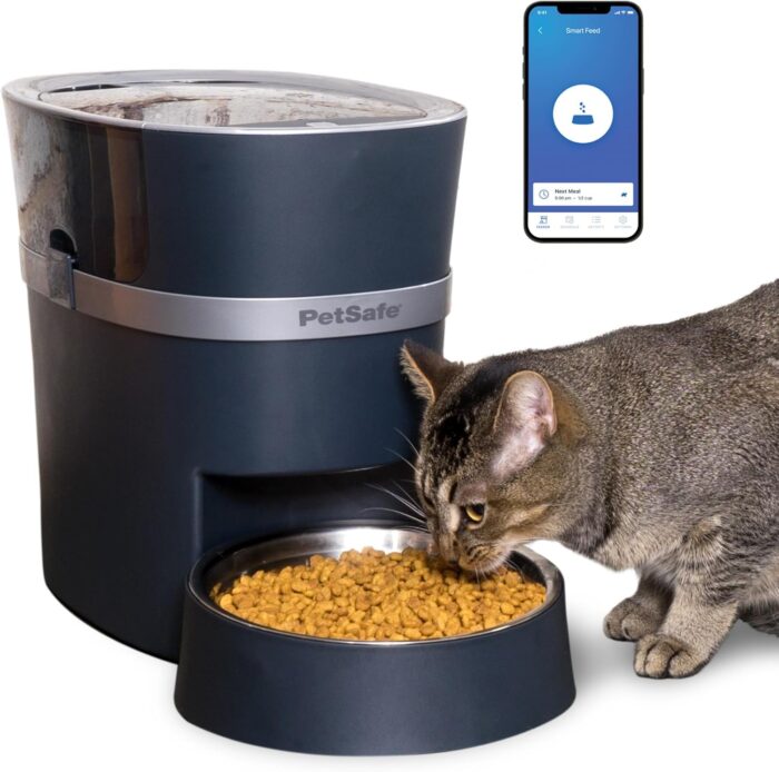 PetSafe Smart Feed Pet Feeder - Automatic Cat Feeder, Automatic Dog Feeder with App - Compatible with Alexa, Apple, Android - Backup Batteries for Power Outage, Black