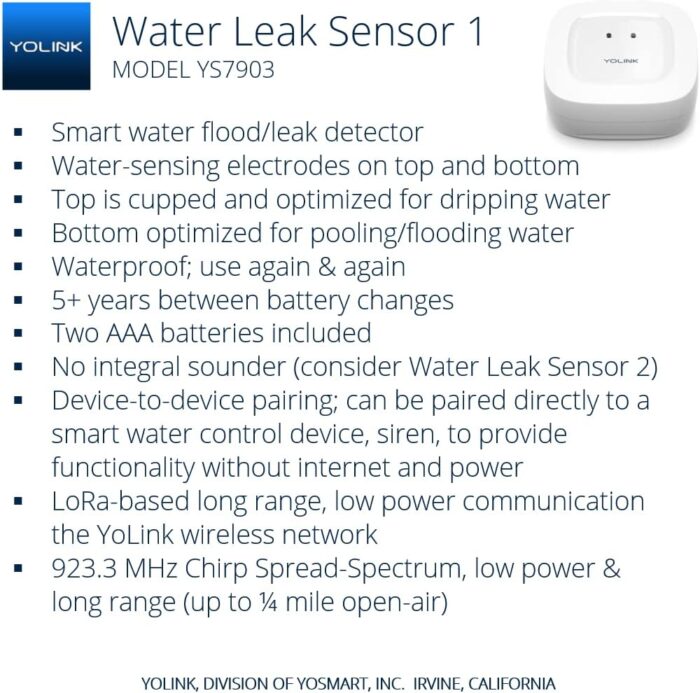 YoLink Water Leak Sensor 3-Pack, LoRa Up to 1/4 Mile Open-Air Range Smart Water Leak & Flood Detector, SMS/Text, Email & Push Notifications, w/Alexa, IFTTT, Home Assistant - YoLink Hub Required - Image 2