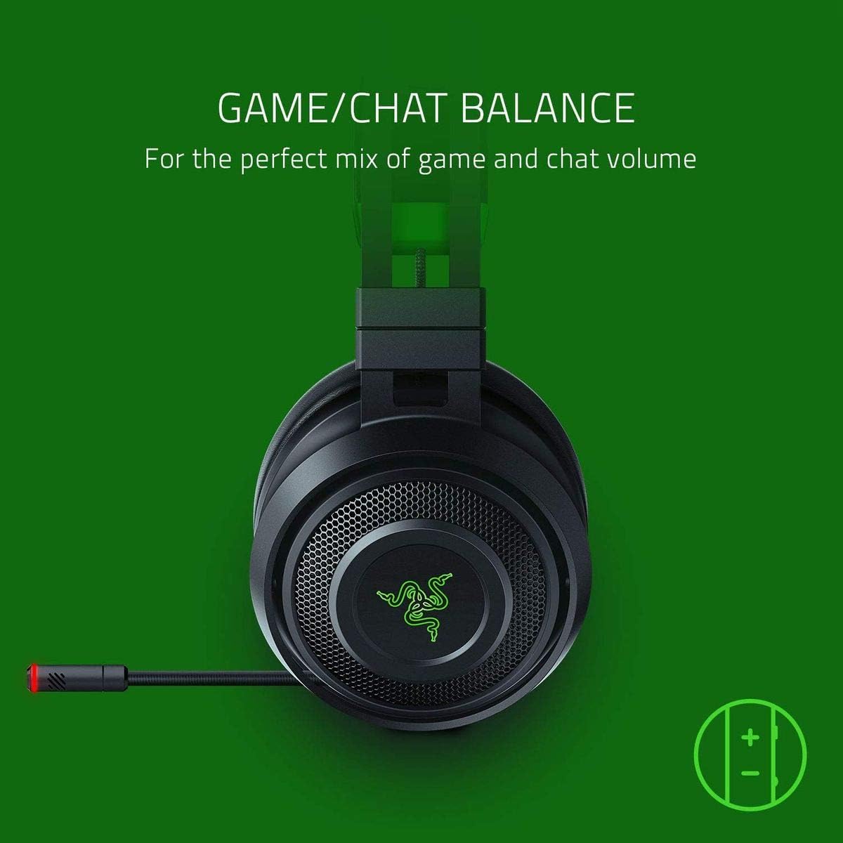 Razer Nari Ultimate Wireless 7.1 Surround Sound Gaming Headset: HyperSense Haptic Feedback - Auto-Adjust Headband - Retractable Mic – for Xbox Series X & S, Xbox One - Black/Green - Image 4