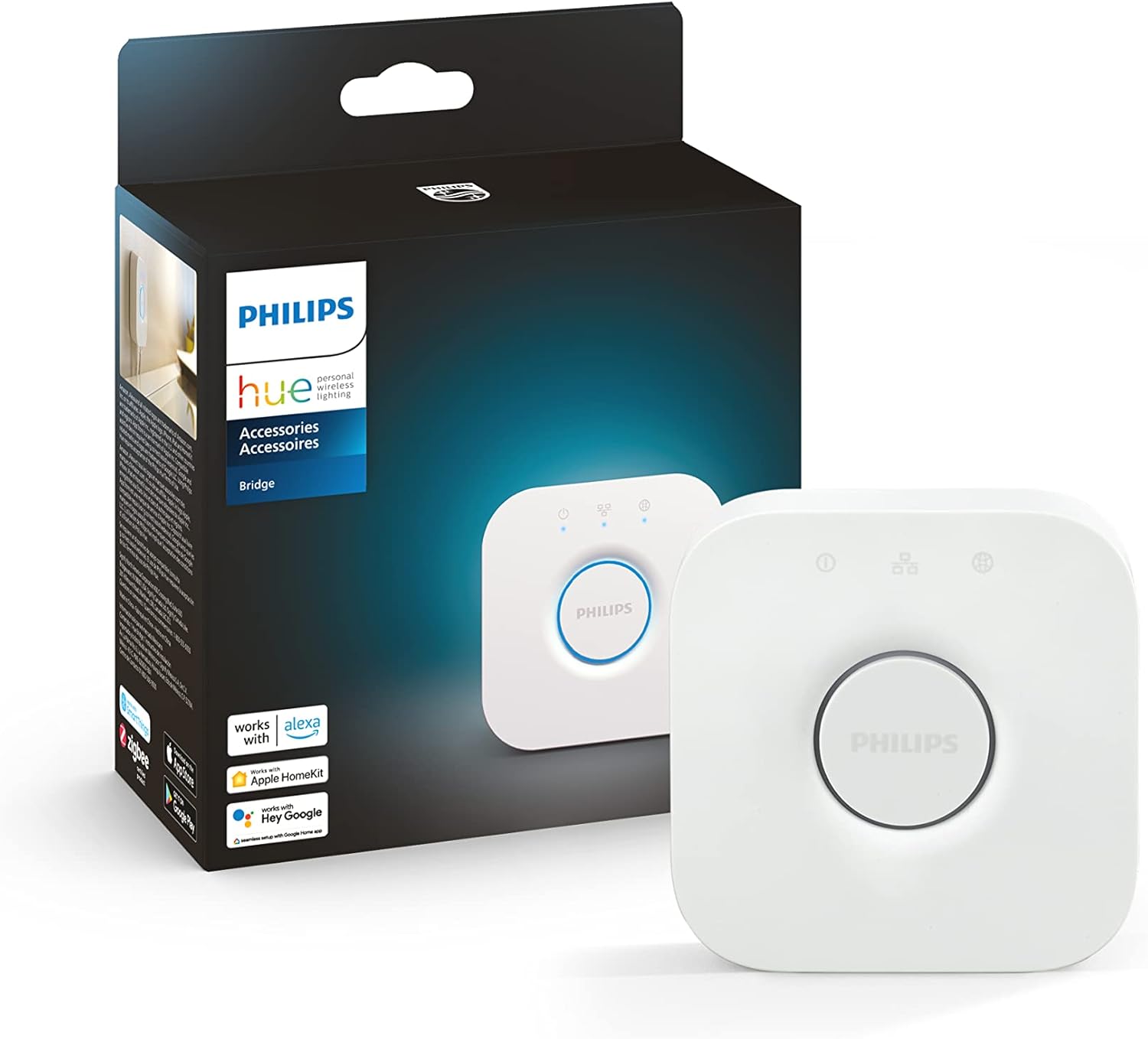 Philips Hue Bridge - Unlock the Full Potential of Hue - Multi-Room and Out-of-Home Control - Create Automations and Zones - Secure, Stable Connection Won't Strain Your Wi-Fi - Works with Voice, Matter