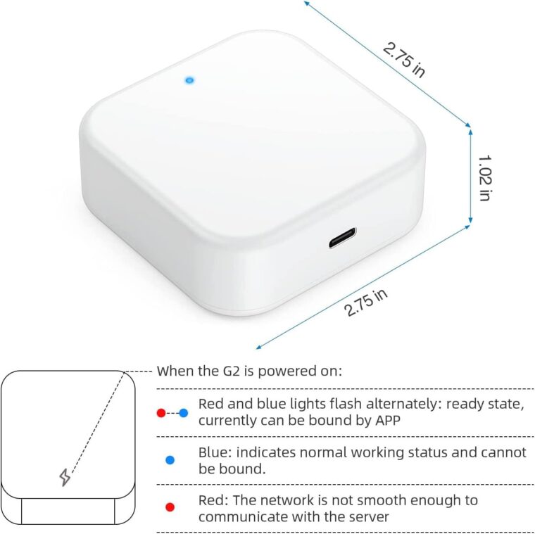 G2 Wi-Fi Gateway Bluetooth Gateway for TT Lock App and DD Lock App, Gateway for Smart Door Lock, Fingerprint Lock, Only Work 2.4G Wi-Fi, Remote Control, G2 Hub Work with Alexa Voice Control - Image 2