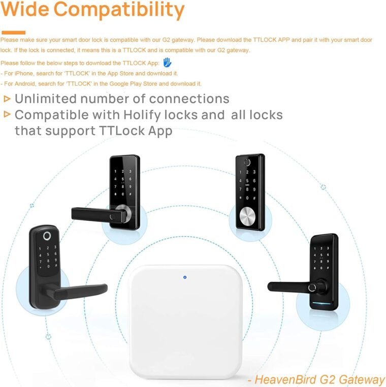 G2 Wi-Fi Gateway Bluetooth Gateway for TT Lock App and DD Lock App, Gateway for Smart Door Lock, Fingerprint Lock, Only Work 2.4G Wi-Fi, Remote Control, G2 Hub Work with Alexa Voice Control - Image 3