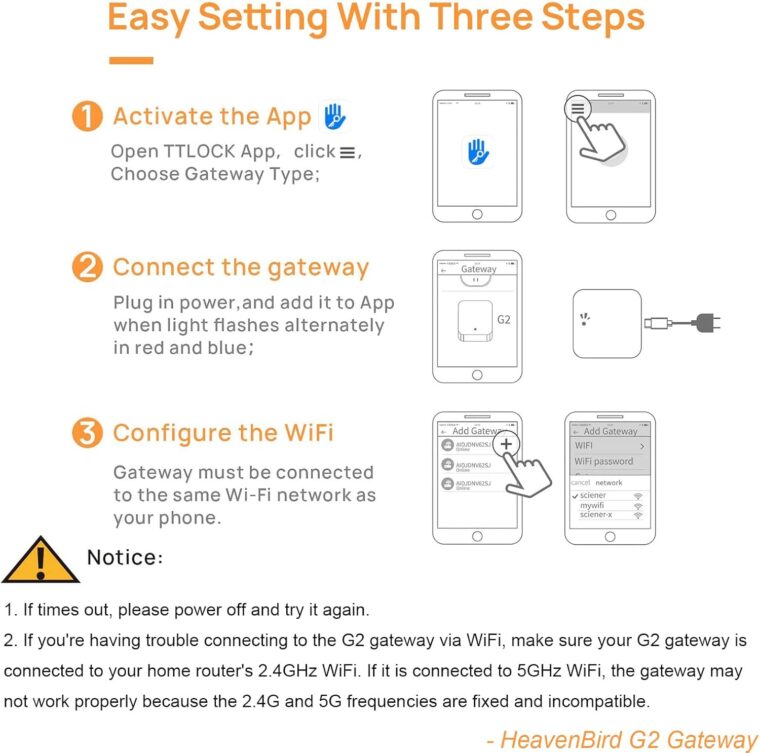 G2 Wi-Fi Gateway Bluetooth Gateway for TT Lock App and DD Lock App, Gateway for Smart Door Lock, Fingerprint Lock, Only Work 2.4G Wi-Fi, Remote Control, G2 Hub Work with Alexa Voice Control - Image 4