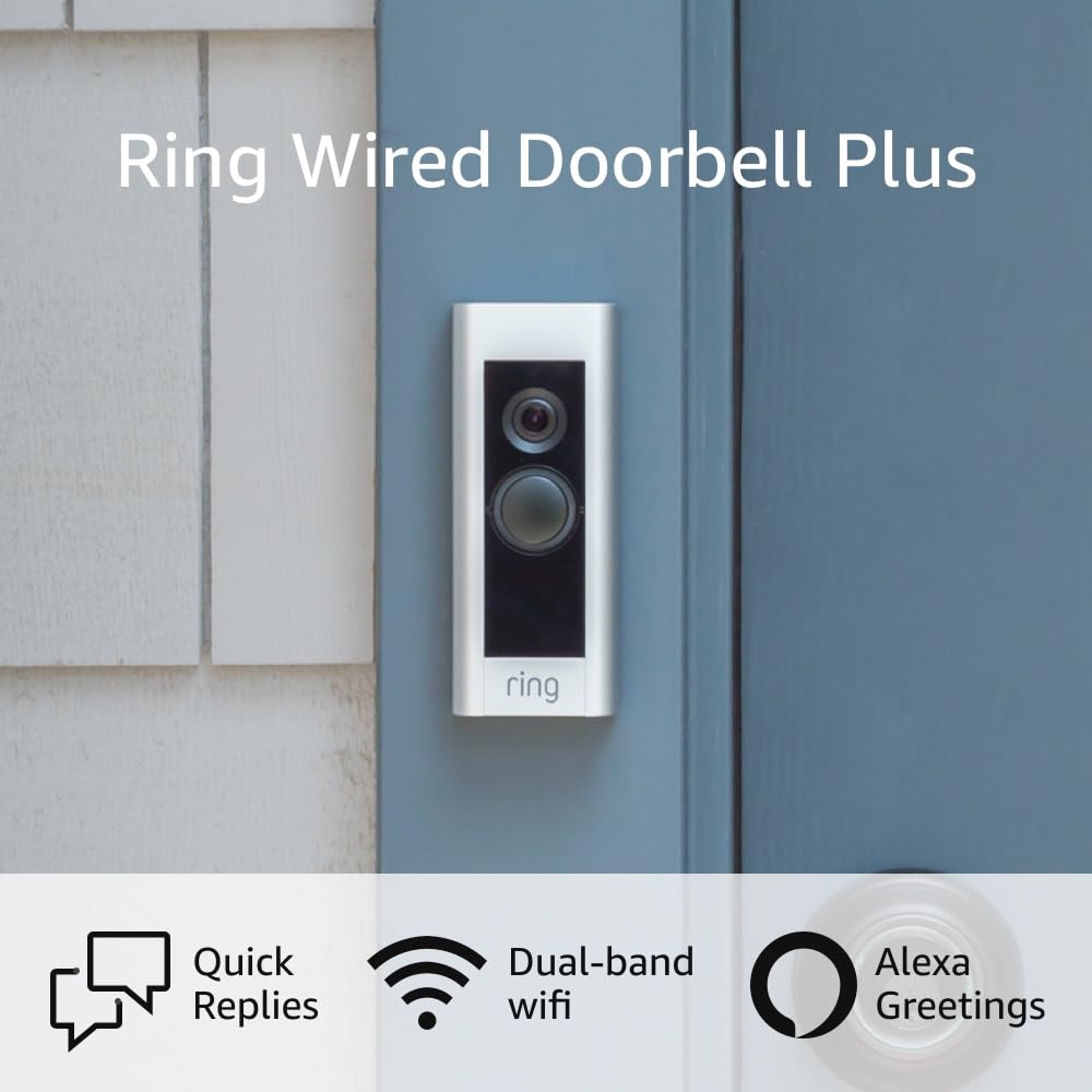 Like-New Ring Wired Doorbell Plus (Video Doorbell Pro) – Upgraded, with added security features and a sleek design (existing doorbell wiring required)
