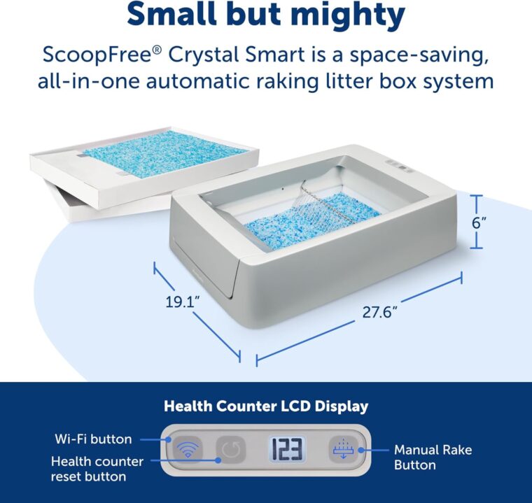 PetSafe ScoopFree Crystal Smart Self-Cleaning Cat Litter Box - WiFi & App Enabled - Hands-Free Cleanup With Disposable Crystal Trays - Less Tracking, Superior Odor Control - Includes a Disposable Tray - Image 3