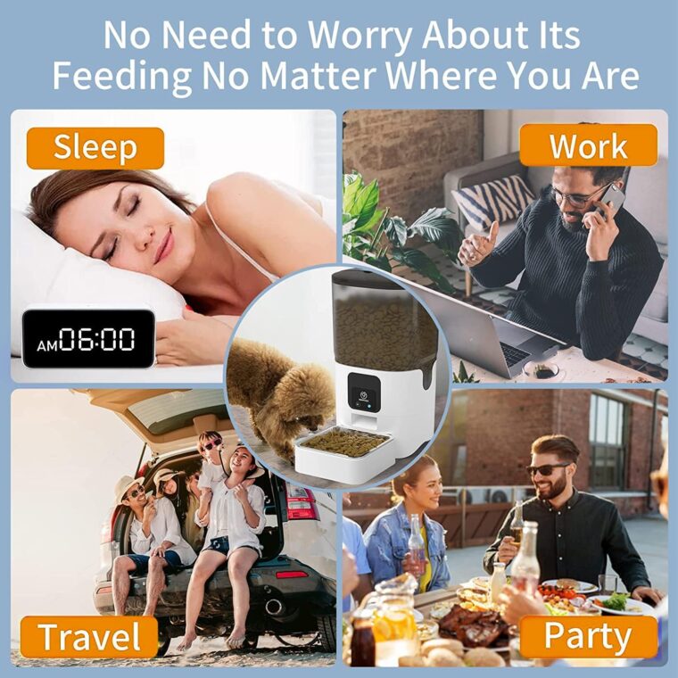 Smart Automatic Cat Feeders: WiFi Pet Feeder with APP Control for Remote Feeding, Detachable for Easy Clean, Automatic Cat Food Dispenser with Alexa,1-30 Meals Per Day for Dog (6L/25Cup) - Image 3