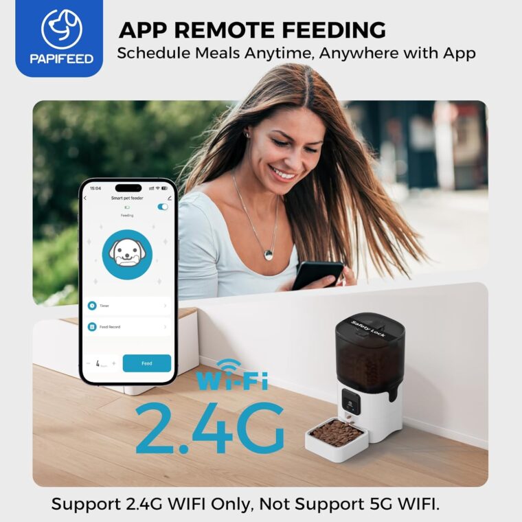 Smart Automatic Cat Feeders: WiFi Pet Feeder with APP Control for Remote Feeding, Detachable for Easy Clean, Automatic Cat Food Dispenser with Alexa,1-30 Meals Per Day for Dog (6L/25Cup) - Image 4