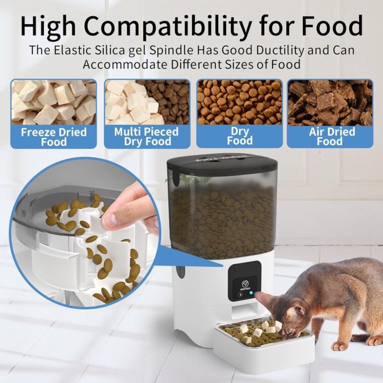 Smart Automatic Cat Feeders: WiFi Pet Feeder with APP Control for Remote Feeding, Detachable for Easy Clean, Automatic Cat Food Dispenser with Alexa,1-30 Meals Per Day for Dog (6L/25Cup) - Image 5
