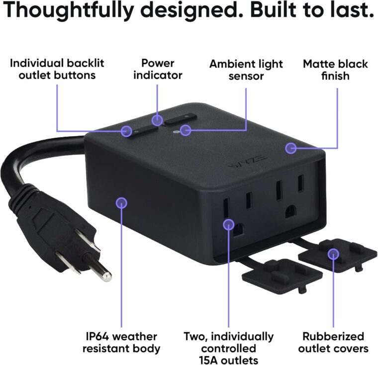 Wyze Plug Outdoor, Dual Outlets Energy Monitoring, IP64, 2.4GHz WiFi Smart Plug, Works with Alexa, Google Assistant, IFTTT, No Hub Required, Black - Image 6