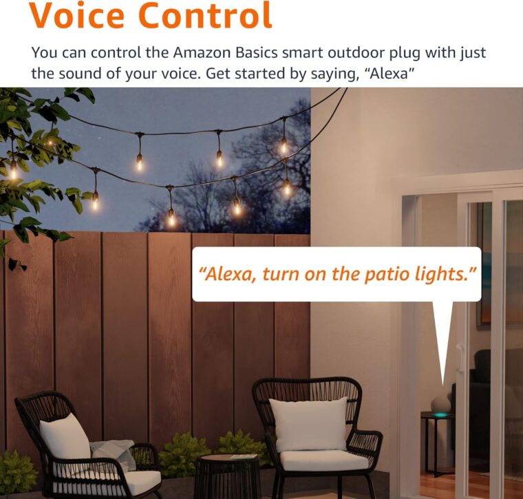 Amazon Basics Outdoor Smart Plug with 2 Individually Controlled Outlets, Works with Alexa Only, 2.4 GHz Wi-Fi, No Hub Required, Black - Image 4