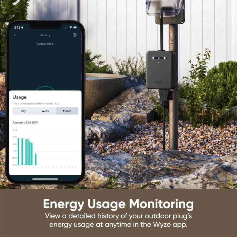 Wyze Plug Outdoor, Dual Outlets Energy Monitoring, IP64, 2.4GHz WiFi Smart Plug, Works with Alexa, Google Assistant, IFTTT, No Hub Required, Black - Image 3
