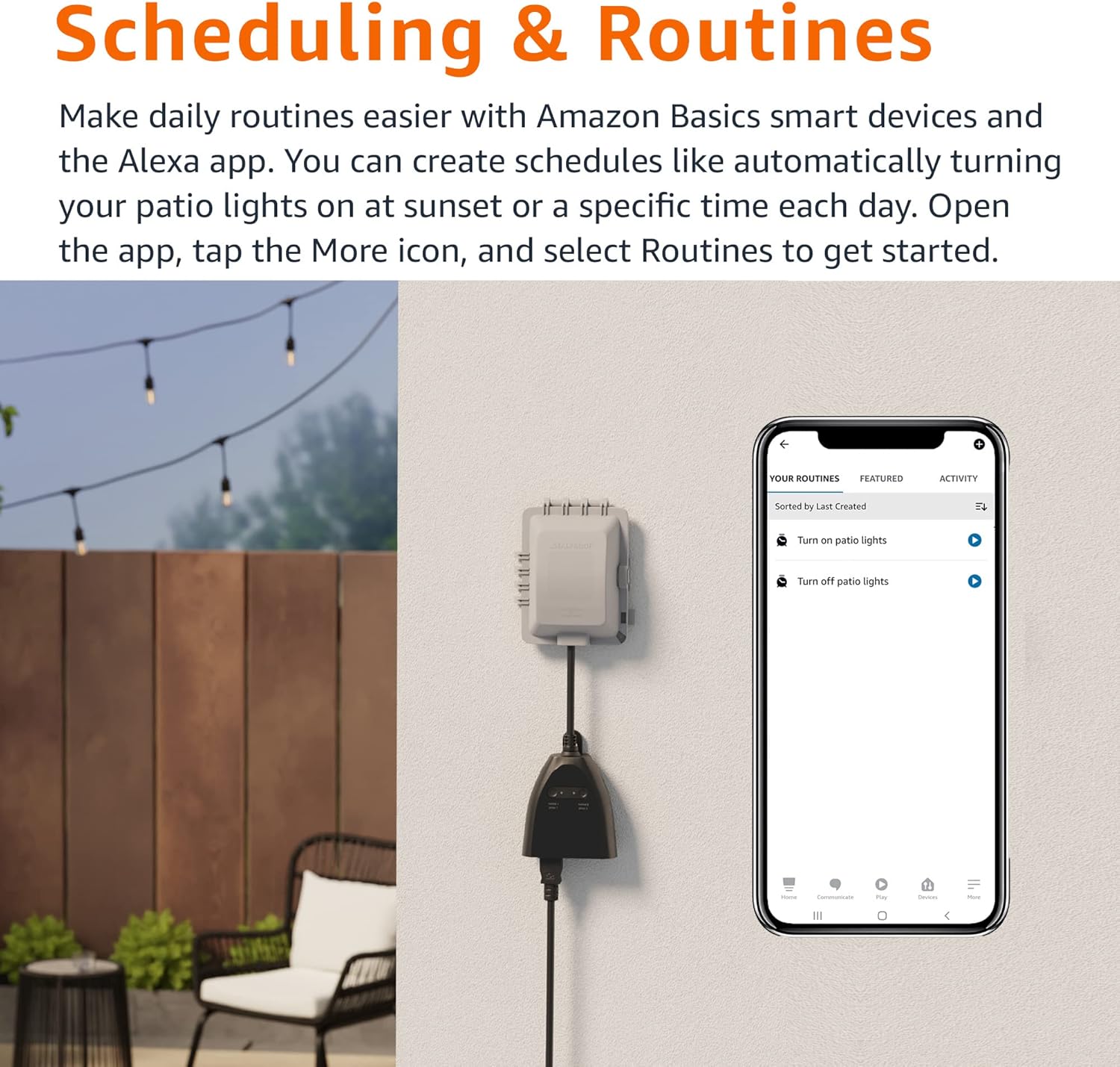 Amazon Basics Outdoor Smart Plug with 2 Individually Controlled Outlets, Works with Alexa Only, 2.4 GHz Wi-Fi, No Hub Required, Black - Image 5