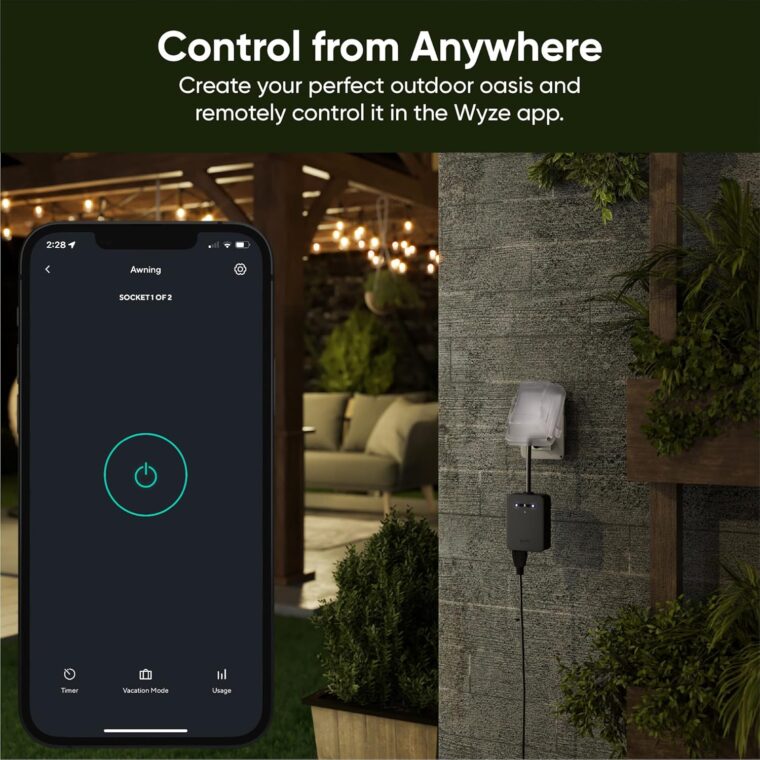 Wyze Plug Outdoor, Dual Outlets Energy Monitoring, IP64, 2.4GHz WiFi Smart Plug, Works with Alexa, Google Assistant, IFTTT, No Hub Required, Black - Image 2