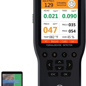 Air Quality Pollution Monitor, Formaldehyde Detector, Temperature & Humidity Meter, Sensor, Tester; Detect PM2.5/PM10/PM1.0 Micron Dust, Test Indoor TVOC Volatile Organic Compound Gas; eBook