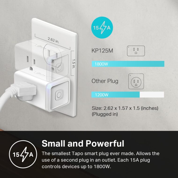Kasa Matter Smart Plug w/ Energy Monitoring, Compact Design, 15A/1800W Max, Super Easy Setup, Works with Apple Home, Alexa & Google Home, UL Certified, 2.4G Wi-Fi Only, White, KP125M (4-Pack) - Image 5
