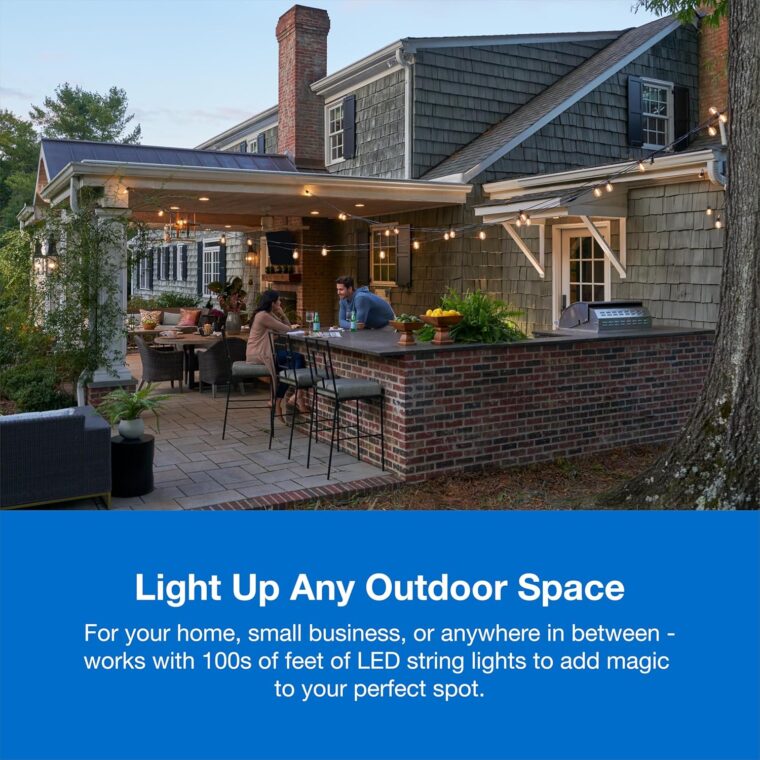 Lutron Outdoor Smart Plug For Caseta Smart Lighting, for Summer Lights, Patio Lights, Backyard Lights, Outdoor Lights, and Motors, 15A LED Fixtures & 1/2 HP Motors, PD-15OUT-BL, Black​ - Image 2