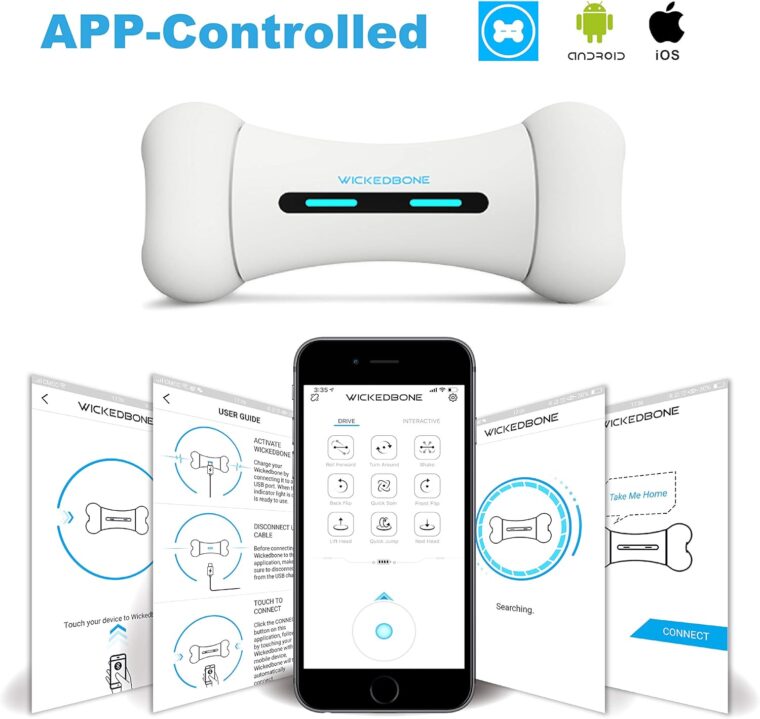 Smart Bone, Automatic & Interactive Toy for Dog, Puppy and Cat, App Control, Safe & Durable, Keep Your Pets Entertained All Day - Image 3