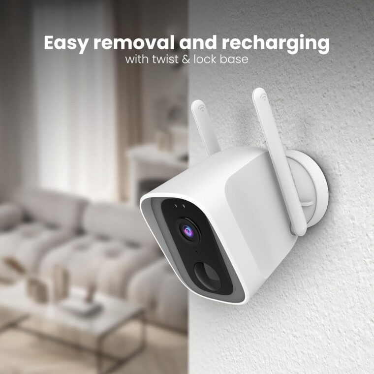 Feit Electric Smart Security Camera, 2.4GHz WiFi Smart Home Camera with Motion Detection, Night Vision, 2-Way Audio, 1080p HD Battery Powered, White, CAM/WM/WiFi/BAT - Image 5