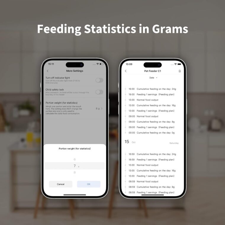 Aqara Smart Pet Feeder C1, REQUIRES AQARA Zigbee 3.0 HUB, Automatic Feeder for Cats and Dogs, Auto Cat Food Dispenser with APP Control, Can be Controlled by Google, Alexa, Siri, Works with SmartThings - Image 3