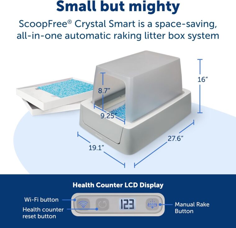 PetSafe ScoopFree Crystal Smart Front-Entry Self-Cleaning Cat Litter Box - WiFi (2.4 GHz) & App Enabled - Hands-Free Cleanup - Less Tracking, Superior Odor Control - Includes Disposable Tray and Hood - Image 4