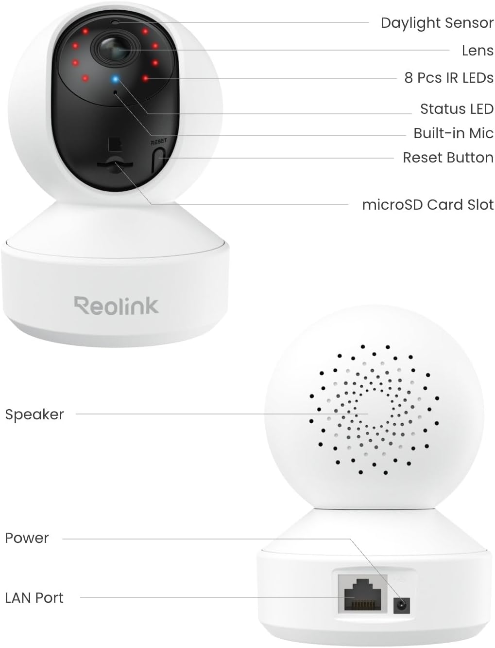 REOLINK E1 Pro 3K PT Wi-Fi Indoor Camera for Baby & Pet Monitoring, Auto Tracking, 5MP Night Vision Enhanced by F1.6 Aperture, Person/Pet/Baby Crying Detection, 2.4/5GHz Wi-Fi, Two-Way Audio - Image 9