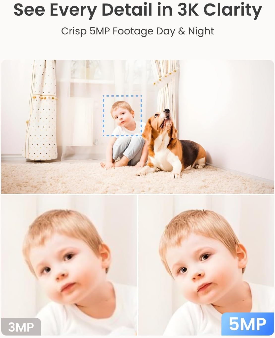 REOLINK E1 Pro 3K PT Wi-Fi Indoor Camera for Baby & Pet Monitoring, Auto Tracking, 5MP Night Vision Enhanced by F1.6 Aperture, Person/Pet/Baby Crying Detection, 2.4/5GHz Wi-Fi, Two-Way Audio - Image 2