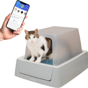 PetSafe ScoopFree Crystal Smart Front-Entry Self-Cleaning Cat Litter Box - WiFi (2.4 GHz) & App Enabled - Hands-Free Cleanup - Less Tracking, Superior Odor Control - Includes Disposable Tray and Hood