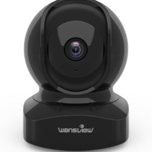 Wansview Security Camera Indoor, 360 Degree WiFi Home Security Cameras for Pet/Dog/Nanny, 2 Way Audio Night Vision, Works with Alexa, with TF Card Slot and Cloud, 2.4Ghz, Q5 (Black, 3MP)