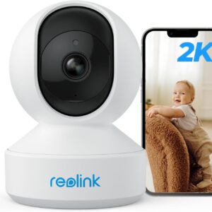 REOLINK 2K Indoor Security Camera E1, Plug-in 2.4G Wireless WiFi for Baby/Pet Monitor with Phone app, 360 Degree Dog Camera with Person/Pet Detection, Night Vision, 2-Way Talk, Local Storage