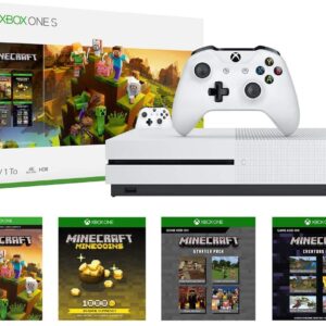 Microsoft Xbox One S 1TB Console Minecraft Creators Bundle: 1TB Console, Wireless Controller, Minecraft Game, Starter Pack, Creators Pack, 1000 Minecoins, Deluxe Bundle