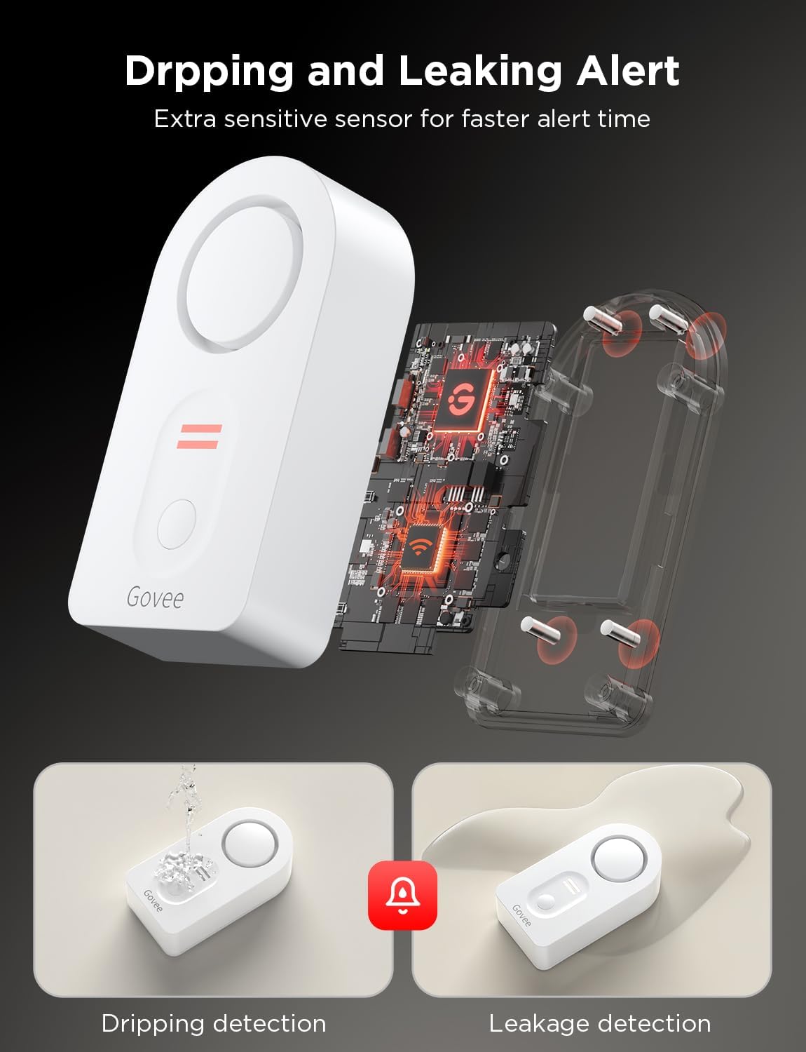 Govee WiFi Water Sensor 1 Pack, Smart Water Leak Detector, 100dB Adjustable Alarm Suit for Home and Basement, Water Leak Alert with Email & APP Push (Only Support 2.4G Wi-Fi) - Image 5