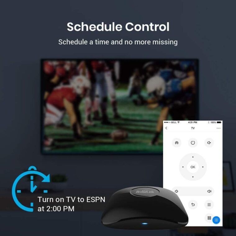 BroadLink RM4 pro IR and RF Universal Remote, All in One Hub Code Learning Wi-Fi Remote Control for TV Air Conditioner STB Audio, Curtain Motor, Works with Alexa, Google Home, IFTTT - Image 4