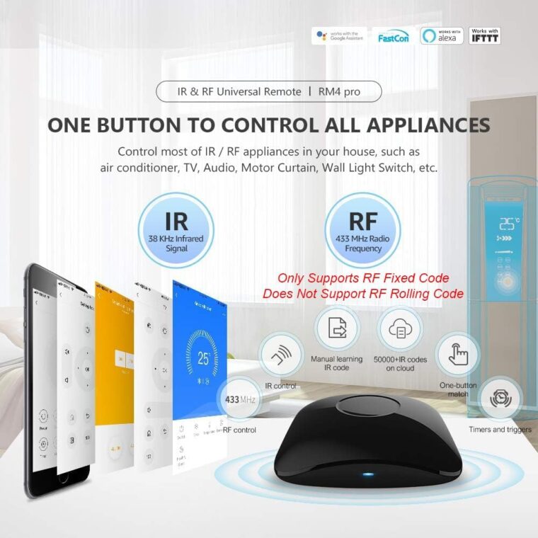 BroadLink RM4 pro IR and RF Universal Remote, All in One Hub Code Learning Wi-Fi Remote Control for TV Air Conditioner STB Audio, Curtain Motor, Works with Alexa, Google Home, IFTTT - Image 5