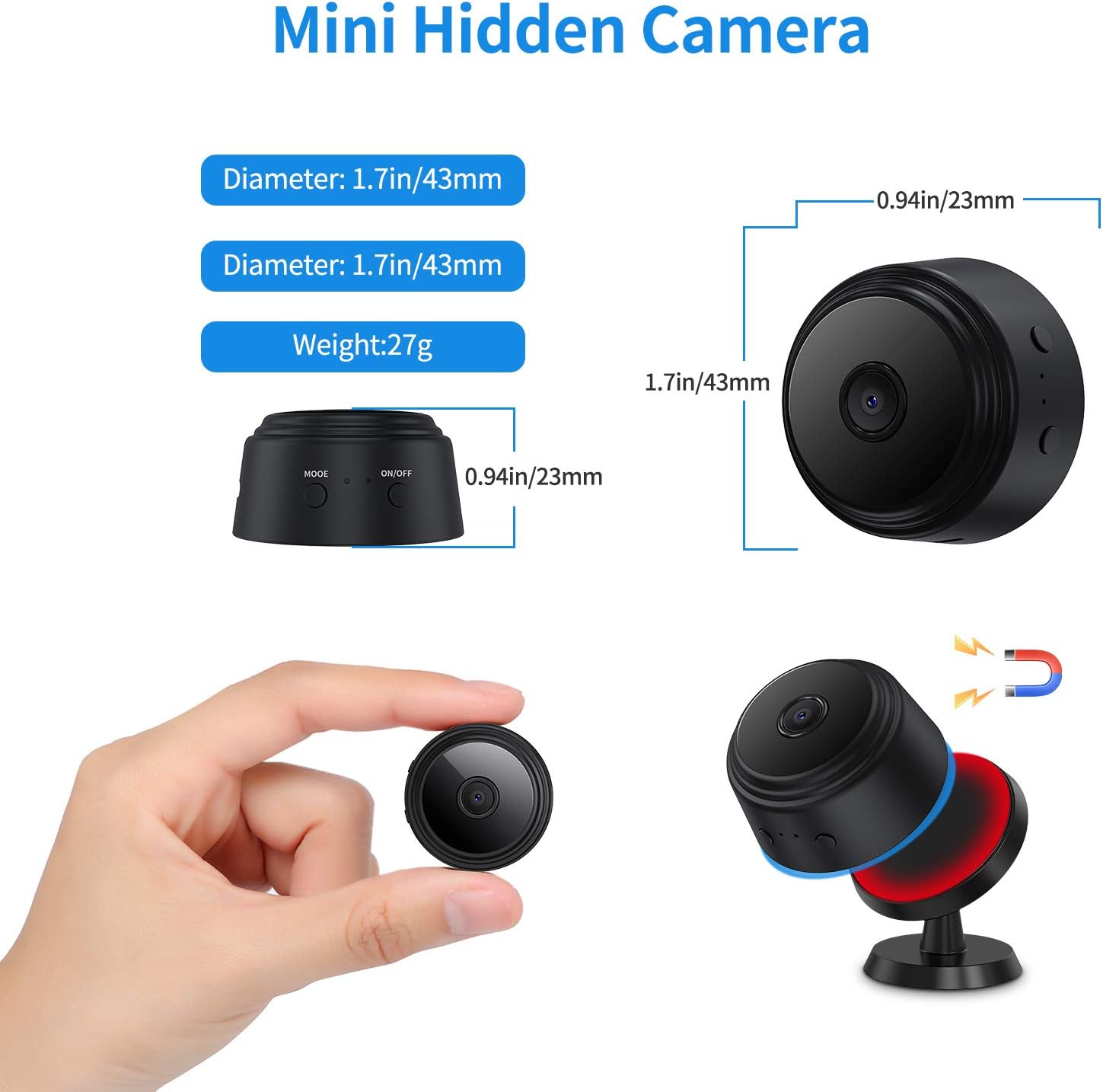 Secrect Camera Mini Spy Camera WiFi Hidden Camera Video Recorder Small Camera for Spying Room Camera Night Vision Home Security Camera Nanny Cam Pet Camera Baby Camera - Image 6